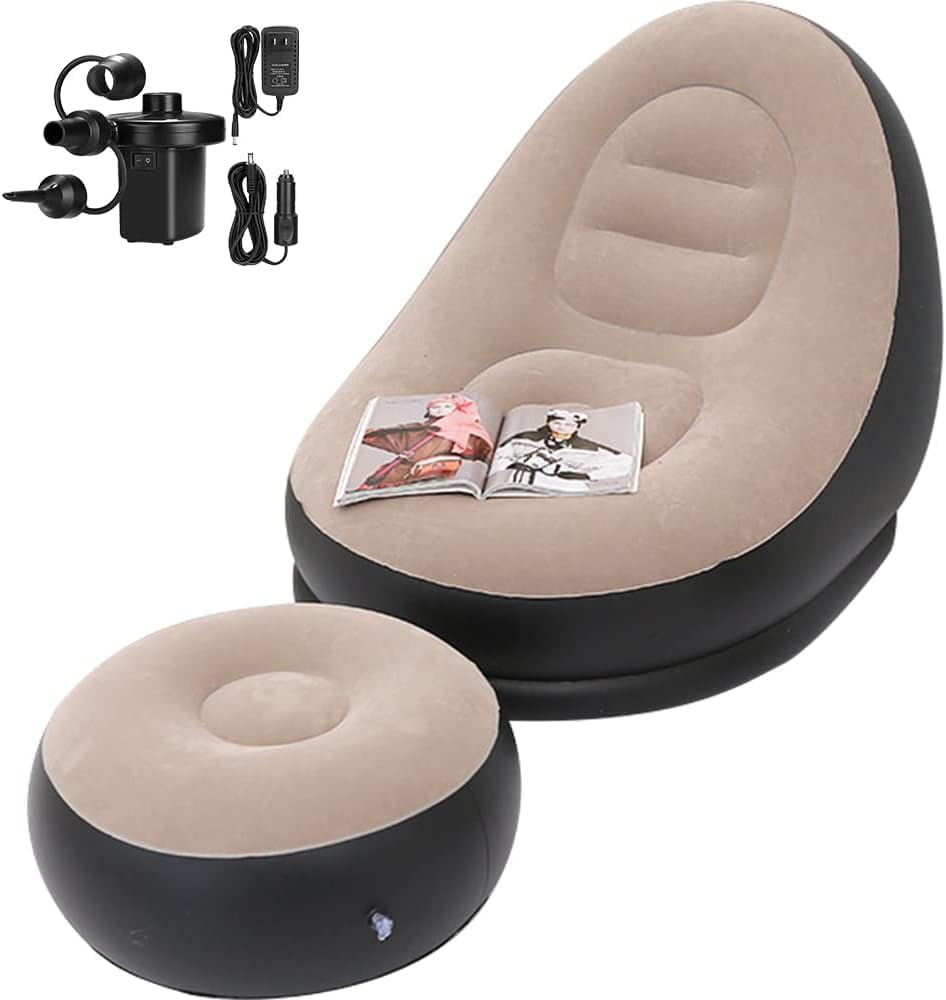 Inflatable Lounge Chair for Adults Flocking Air Couch SOFA CHAIR